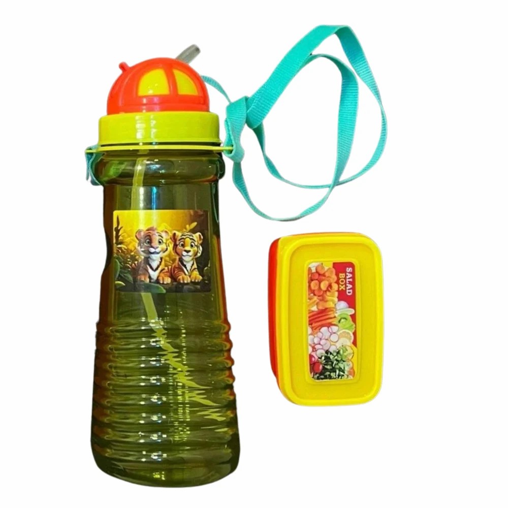 Plastic Animal Lunch Box Set water bottle