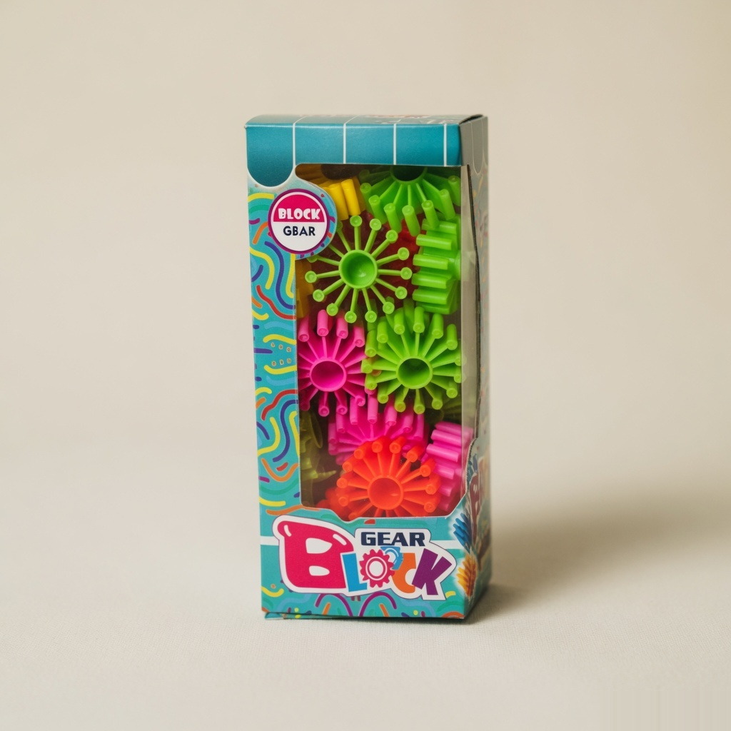 25 Piece Kids Plastic Gear/ Alphbet Building Blocks - Window Box