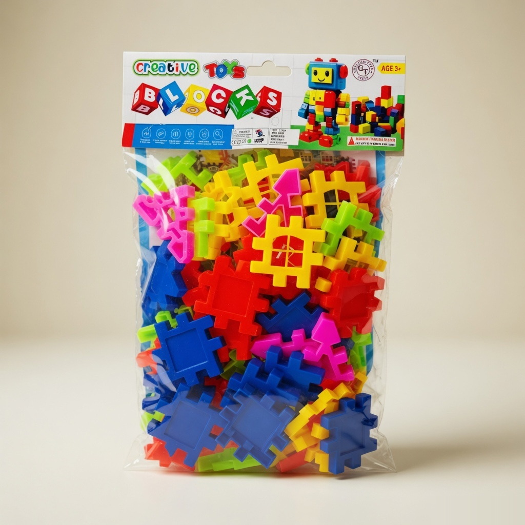 69 Piece Kids Plastic House Building Blocks
