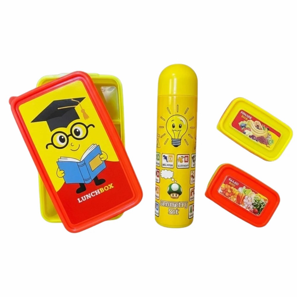 Plastic Lunch Geometry Box Set open view