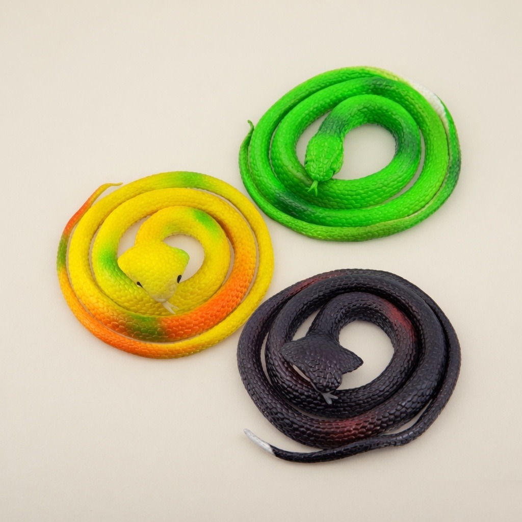 Assorted Plastic Toy Snake Figures Set