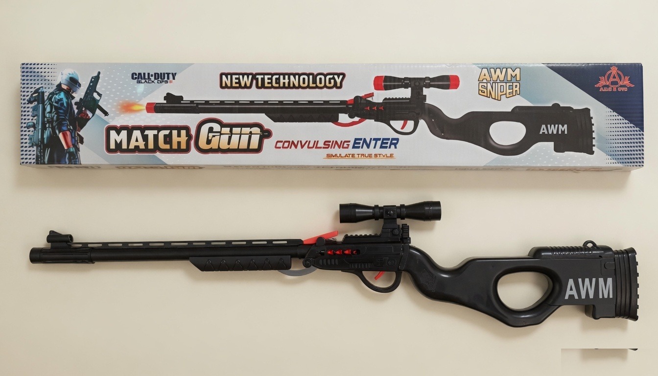 Plastic Awm Sniper Toy Matchis Gun