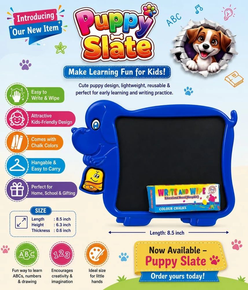 Puppy Slate Chalk Slate features